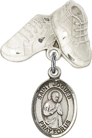 Sterling Silver Baby Boots St. Isaac Jogues Baby Badge - Engravable