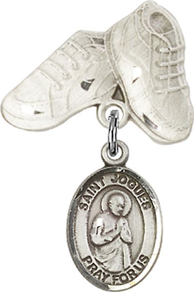 Sterling Silver Baby Boots St. Isaac Jogues Baby Badge - Engravable