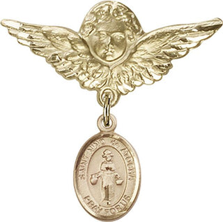 14kt Gold Filled Large Angel w/Wings St. Nino de Atocha Baby Badge - Engravable