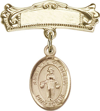 14kt Gold Badge Pin St. Nino de Atocha Baby Badge - Engravable