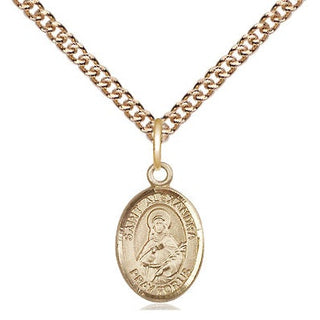 14kt Gold Saint Alexandra Medal Engraved Catholic Saint Jewelry