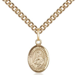 14kt Gold Saint Alexandra Medal Engraved Catholic Saint Jewelry