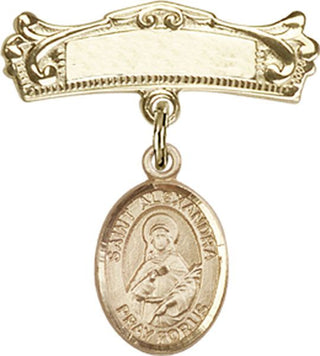 14kt Gold Filled Badge Pin St. Alexandra Baby Badge - Engravable