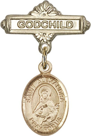 14kt Gold Filled Godchild St. Alexandra Baby Badge - Engravable