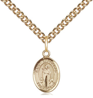 14kt Gold Saint Barnabas Medal Engraved Catholic Saint Jewelry