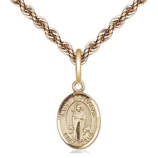 14kt Gold Saint Barnabas Medal Engraved Catholic Saint Jewelry