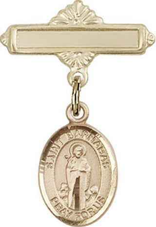 14kt Gold Filled Polished Badge Pin St. Barnabas Baby Badge - Engravable