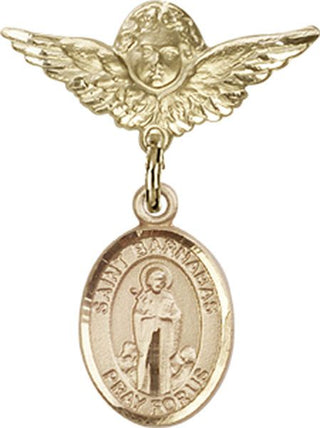 14kt Gold Filled Small Angel w/Wings St. Barnabas Baby Badge - Engravable