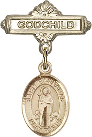 14kt Gold Filled Godchild St. Barnabas Baby Badge - Engravable