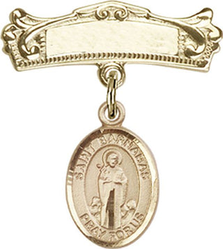14kt Gold Badge Pin St. Barnabas Baby Badge - Engravable