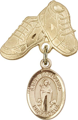 14kt Gold Baby Boots St. Barnabas Baby Badge - Engravable