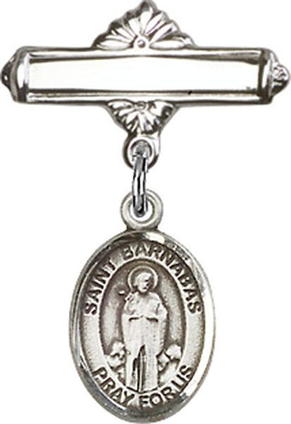 Sterling Silver Polished Badge Pin St. Barnabas Baby Badge - Engravable