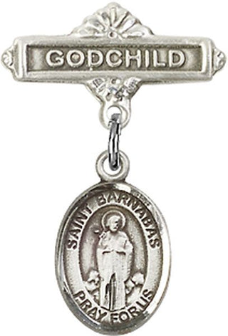 Sterling Silver Godchild St. Barnabas Baby Badge - Engravable