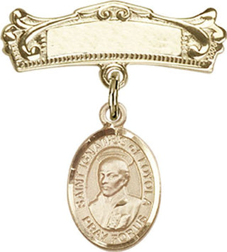 14kt Gold Badge Pin St. Ignatius of Loyola Baby Badge - Engravable