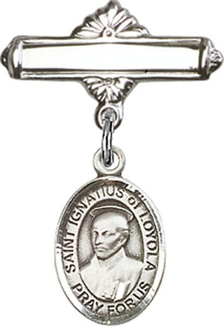 Sterling Silver Polished Badge Pin St. Ignatius of Loyola Baby Badge - Engravable