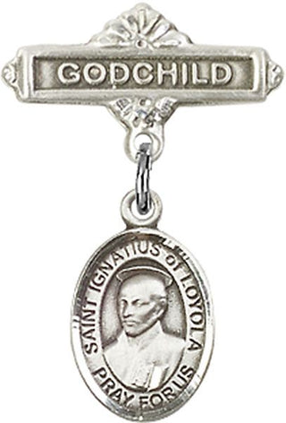 Sterling Silver Godchild St. Ignatius of Loyola Baby Badge - Engravable