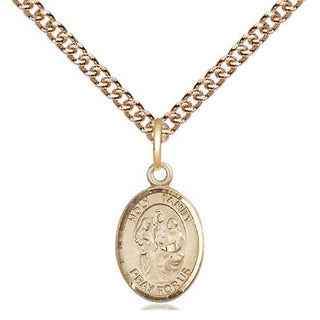 14kt Gold Holy Family Medal Engraved Catholic Saint Jewelry