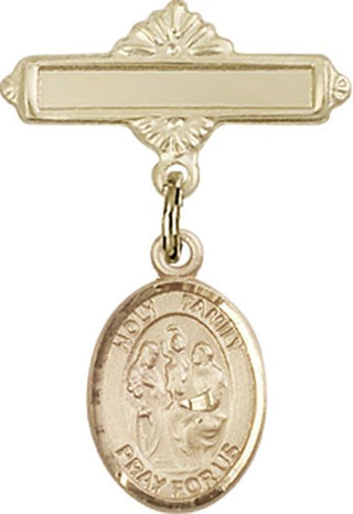 14kt Gold Filled Polished Badge Pin Holy Family Baby Badge - Engravable