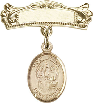 14kt Gold Badge Pin Holy Family Baby Badge - Engravable