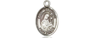Pewter Saint Gertrude of Nivelles Medal Engraved Catholic Saint Jewelry