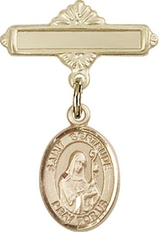 14kt Gold Filled Polished Badge Pin St. Gertrude of Nivelles Baby Badge - Engravable