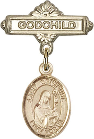 14kt Gold Filled Godchild St. Gertrude of Nivelles Baby Badge - Engravable