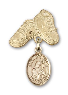 14kt Gold Filled Baby Boots St. Gertrude of Nivelles Baby Badge - Engravable