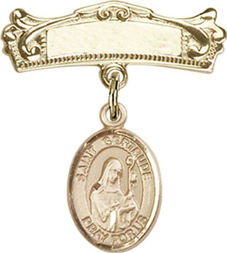 14kt Gold Badge Pin St. Gertrude of Nivelles Baby Badge - Engravable