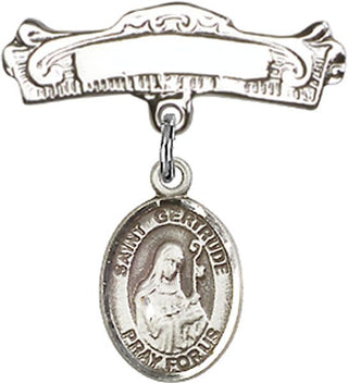 Sterling Silver Badge Pin St. Gertrude of Nivelles Baby Badge - Engravable