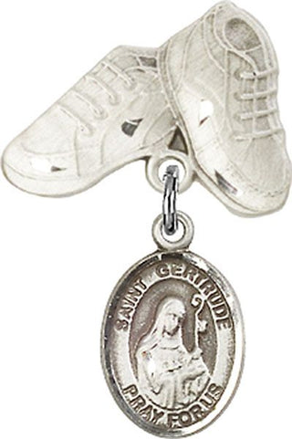 Sterling Silver Baby Boots St. Gertrude of Nivelles Baby Badge - Engravable
