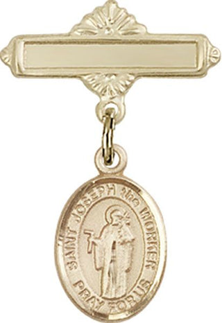 14kt Gold Filled Polished Badge Pin St. Joseph the Worker Baby Badge - Engravable
