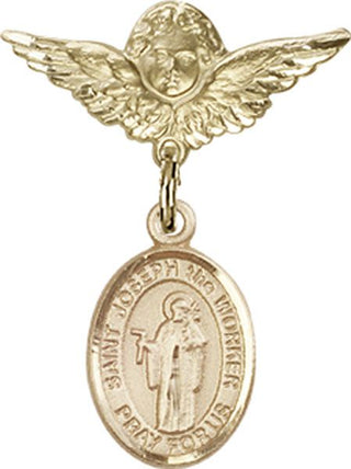 14kt Gold Filled Small Angel w/Wings St. Joseph the Worker Baby Badge - Engravable