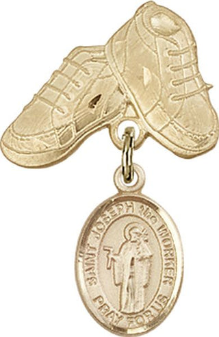 14kt Gold Filled Baby Boots St. Joseph the Worker Baby Badge - Engravable