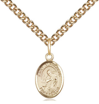 14kt Gold Saint Alphonsus Medal Engraved Catholic Saint Jewelry