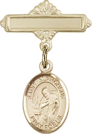 14kt Gold Filled Polished Badge Pin St. Alphonsus Baby Badge - Engravable