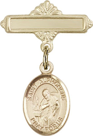 14kt Gold Polished Badge Pin St. Alphonsus Baby Badge - Engravable