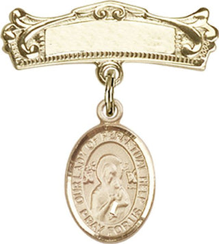 14kt Gold Filled Badge Pin O/L of Perpetual Help Baby Badge - Engravable