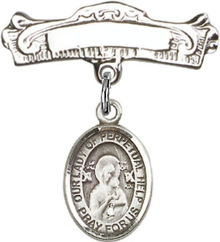 Sterling Silver Badge Pin O/L of Perpetual Help Baby Badge - Engravable