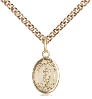 14kt Gold Saint Victor of Marseilles Medal Engraved Catholic Saint Jewelry