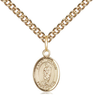14kt Gold Saint Victor of Marseilles Medal Engraved Catholic Saint Jewelry
