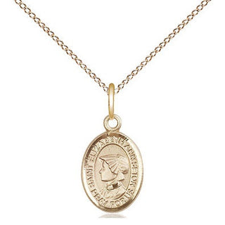 14kt Gold Saint Elizabeth Ann Seton Medal Engraved Catholic Saint Jewelry