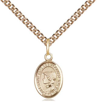 14kt Gold Saint Elizabeth Ann Seton Medal Engraved Catholic Saint Jewelry