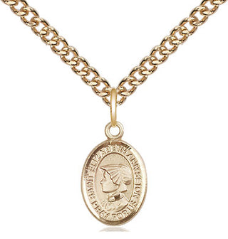 14kt Gold Saint Elizabeth Ann Seton Medal Engraved Catholic Saint Jewelry
