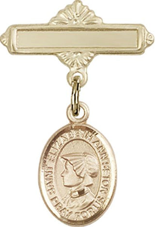 14kt Gold Filled Polished Badge Pin St. Elizabeth Ann Seton Baby Badge - Engravable