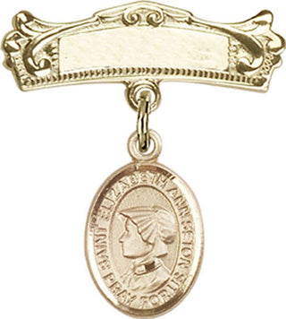 14kt Gold Filled Badge Pin St. Elizabeth Ann Seton Baby Badge - Engravable