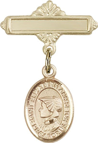 14kt Gold Polished Badge Pin St. Elizabeth Ann Seton Baby Badge - Engravable