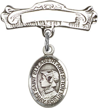 Sterling Silver Badge Pin St. Elizabeth Ann Seton Baby Badge - Engravable