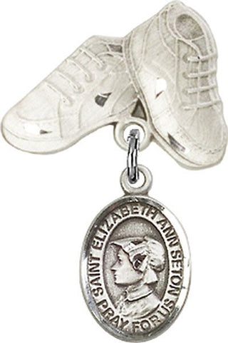Sterling Silver Baby Boots St. Elizabeth Ann Seton Baby Badge - Engravable