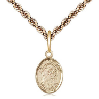 14kt Gold Saint Aloysius Gonzaga Medal Engraved Catholic Saint Jewelry