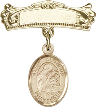 14kt Gold Filled Badge Pin St. Aloysius Gonzaga Baby Badge - Engravable
